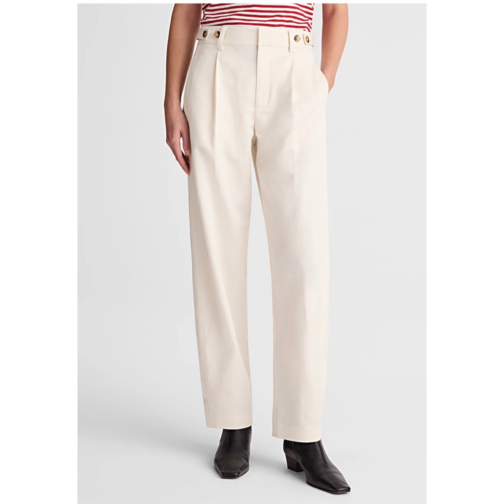 Madewell Womens Barrel Leg Pants Drapey Twill Vintage Ivory Tencell 4 Short New